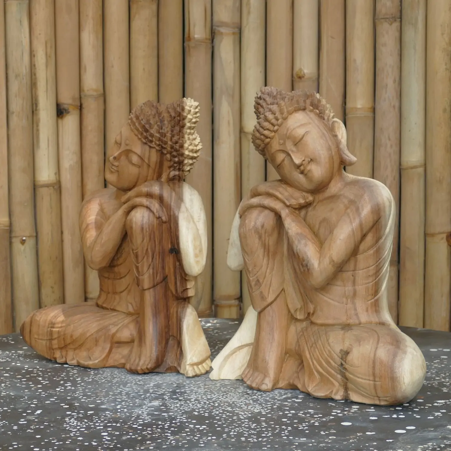  Product image 2 of the product “2 set buddha relax made from suar wood, 40cm Height ”